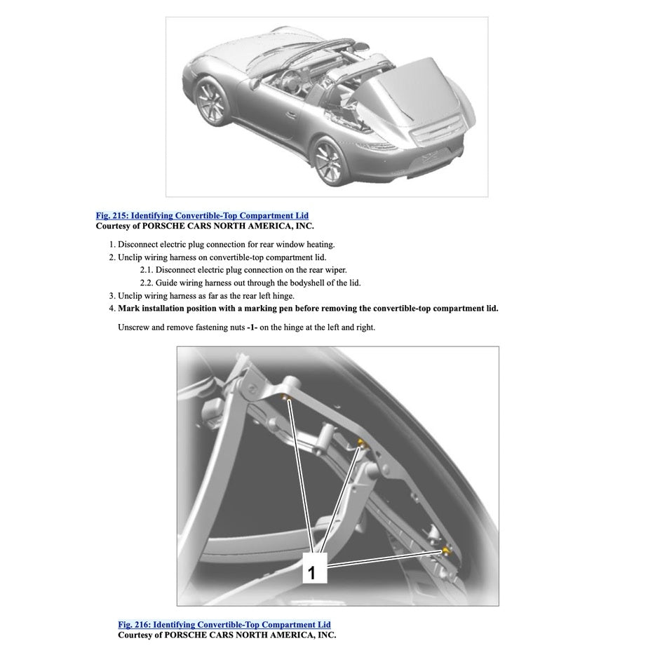 Porsche 911 991.1 2011-2016 Full Manual Set – Convertible Top Service Repair Manual - page 8