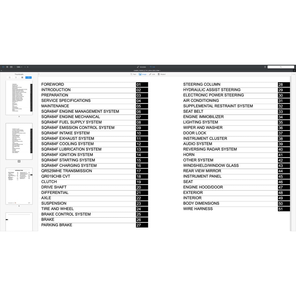 Chery TIGGO 5 T21 2014-2021 Full Manual Set – Repair & Maintenance Manual - page 2