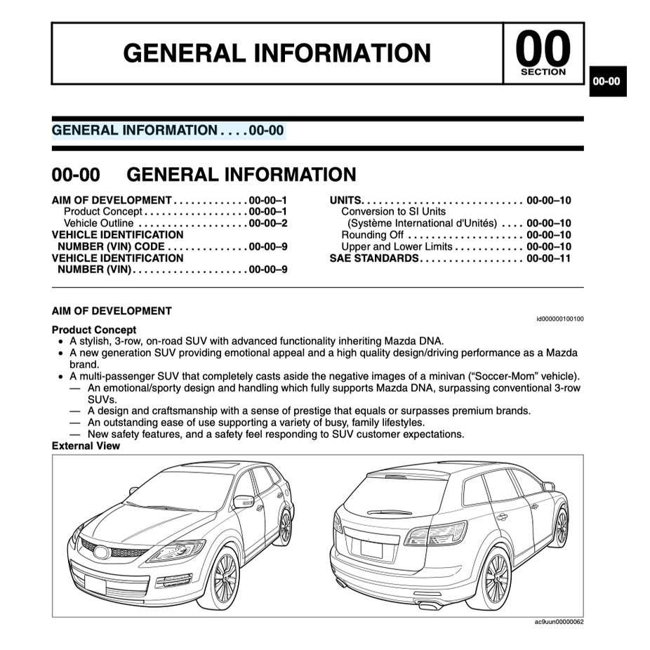 Mazda CX-9 TB 2007-2015 Full Manual Set – Repair & Maintenance Manual - page 3