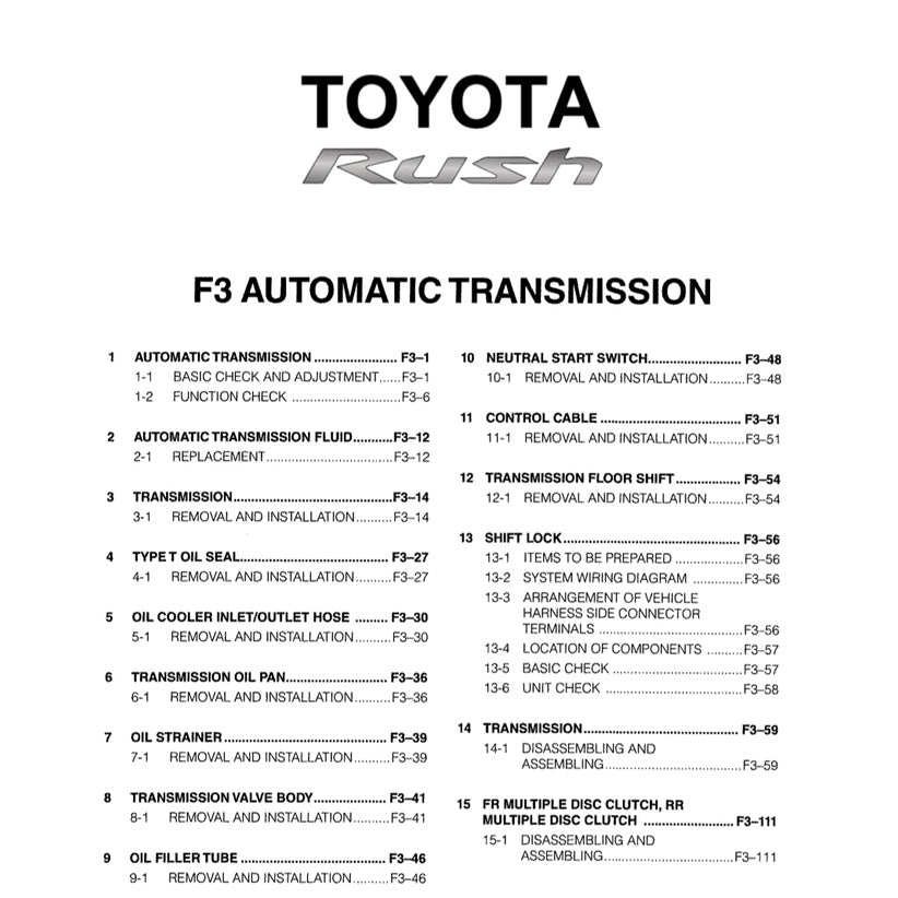 Toyota RUSH F800 2017-2023 Full Manual Set – Repair & Maintenance Manual - page 7
