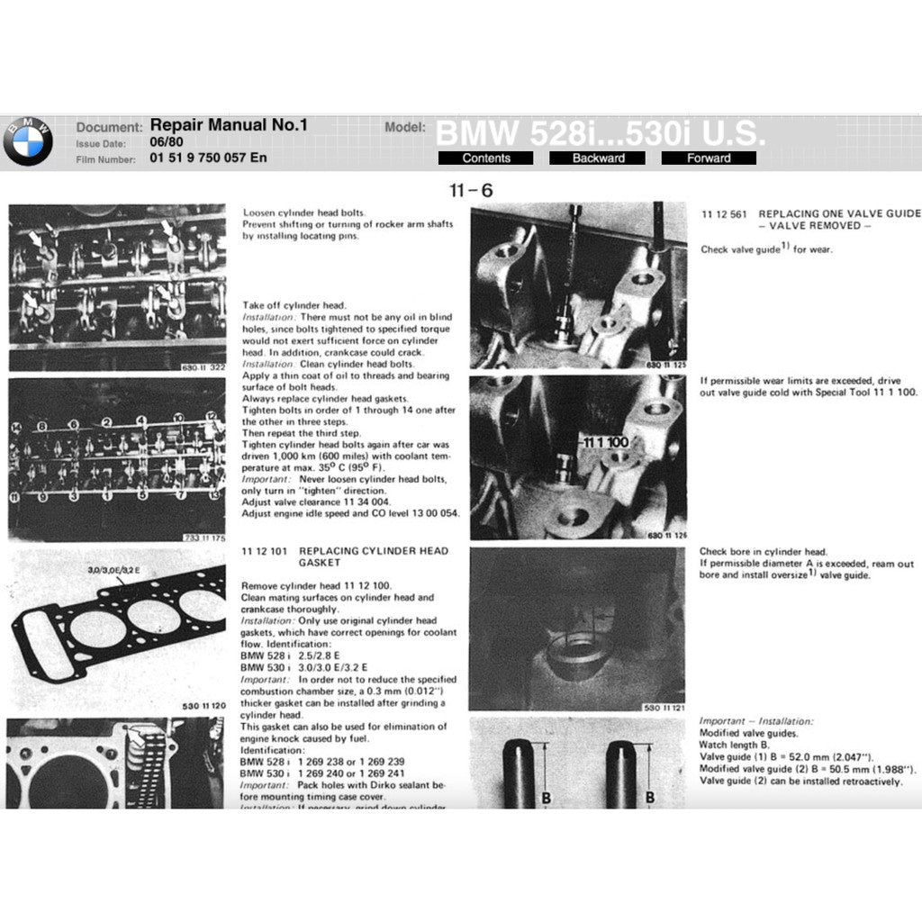 BMW 5 Series E28 1982-1988 Full Manual Set – Repair & Maintenance Manual - page 8