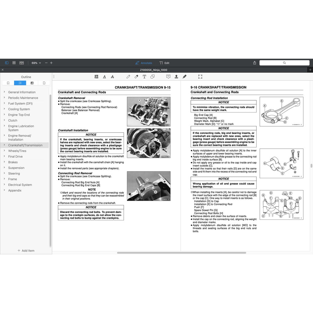 Kawasaki NINJA Z1000 SX 2017-2019 Full Manual Set – Repair & Maintenance Manual and Spare Parts Catalog and User Handbook - page 6
