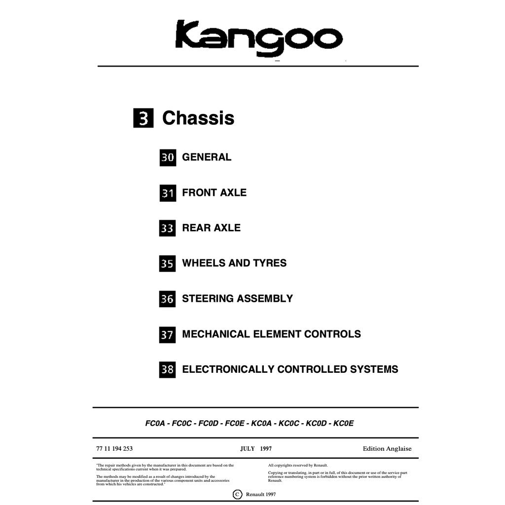 Renault KANGOO I X76 KC/KW 1997-2007 Full Manual Set – Repair & Maintenance Manual - page 5