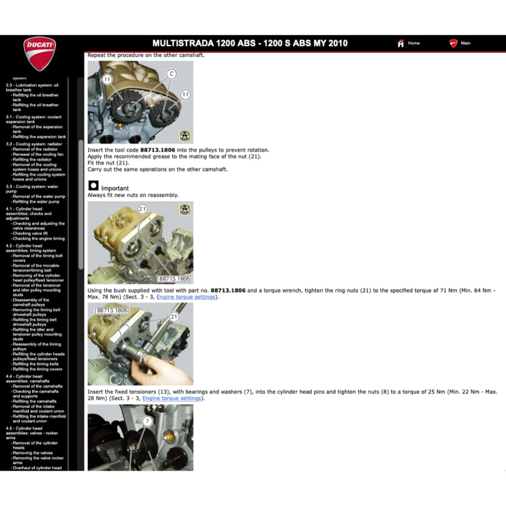 Ducati MULTISTRADA 1200S 2010-2012 Full Manual Set – Repair & Maintenance Manual and Spare Parts Catalog and User Handbook - page 6