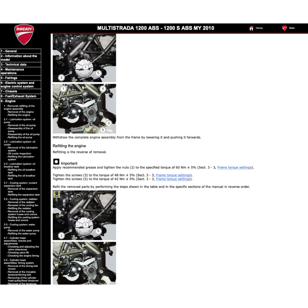 Ducati MULTISTRADA 1200S 2010-2012 Full Manual Set – Repair & Maintenance Manual and Spare Parts Catalog and User Handbook - page 7