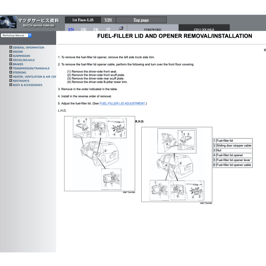 Mazda MPV PREMACY LW 1999-2006 Full Manual Set – Repair & Maintenance Manual - page 7