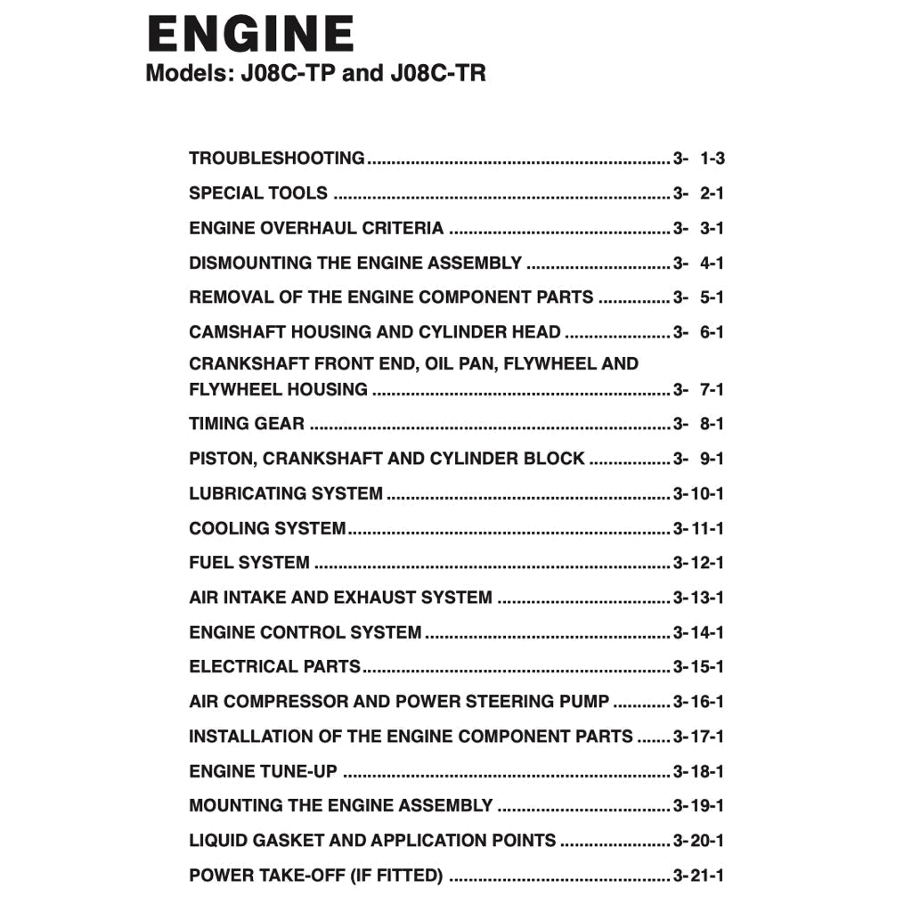 HINO Engine J08C-TP/TR Workshop Service Repair Manual - page 2