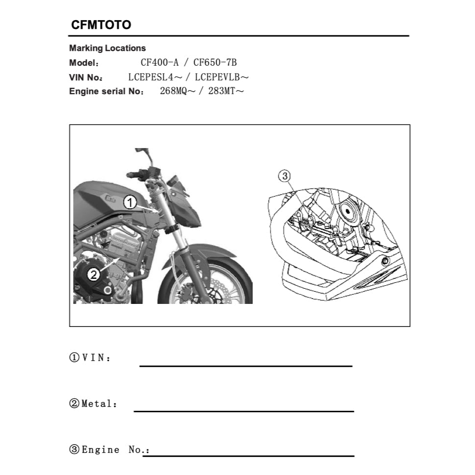 CFMoto 650NK CF650-7B 2017-2022 Full Manual Set – Repair & Maintenance Manual and Spare Parts Catalog and User Handbook - page 6