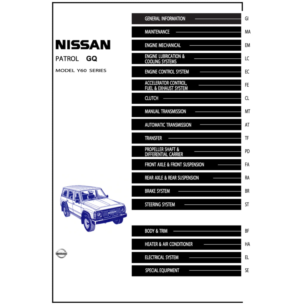 Nissan PATROL Y60 GQ 1987-1997 Full Manual Set – Repair & Maintenance Manual - page 2