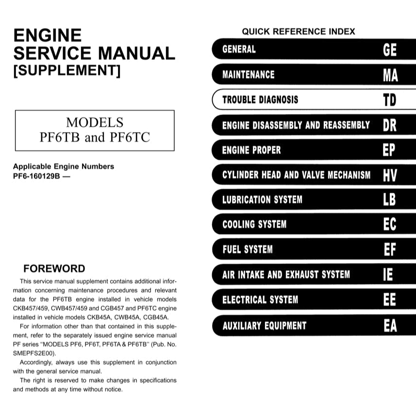 Nissan UD Diesel Engine PF6/PF6T/PFT6TA/PF6TB/PF6TC Service Repair Manual - page 8