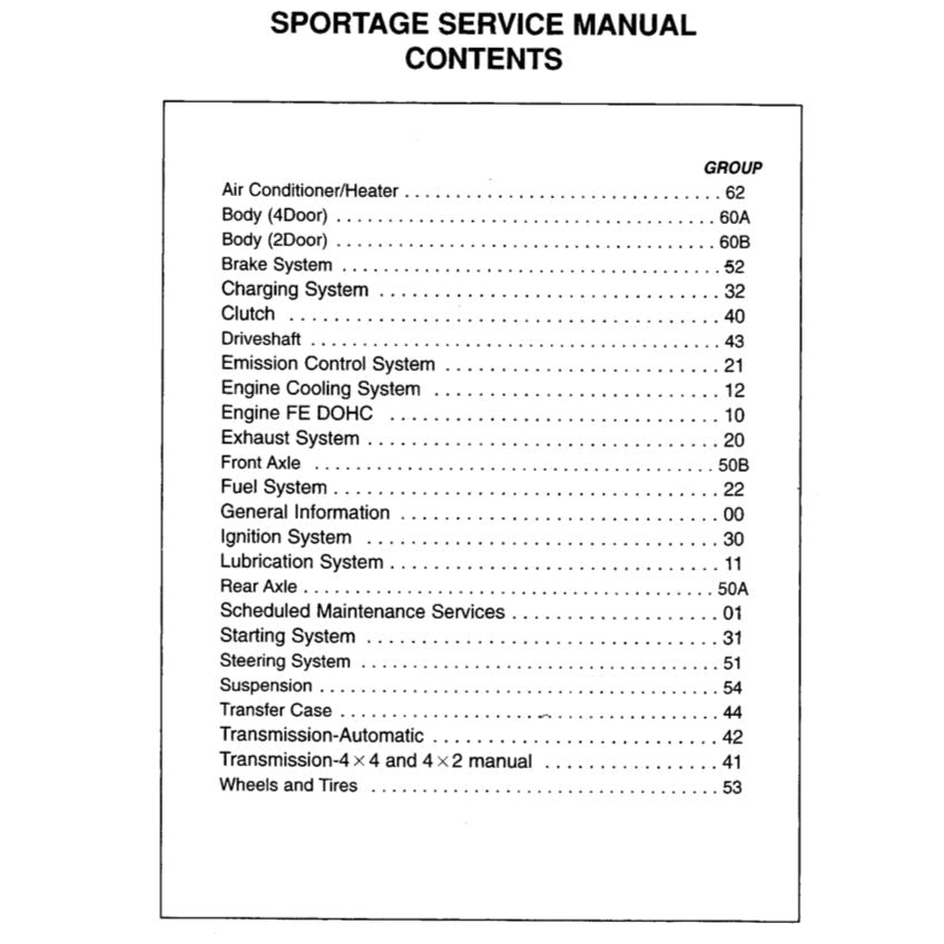 Kia SPORTAGE JA/NB 1996-2004 Full Manual Set – Repair & Maintenance Manual - page 2