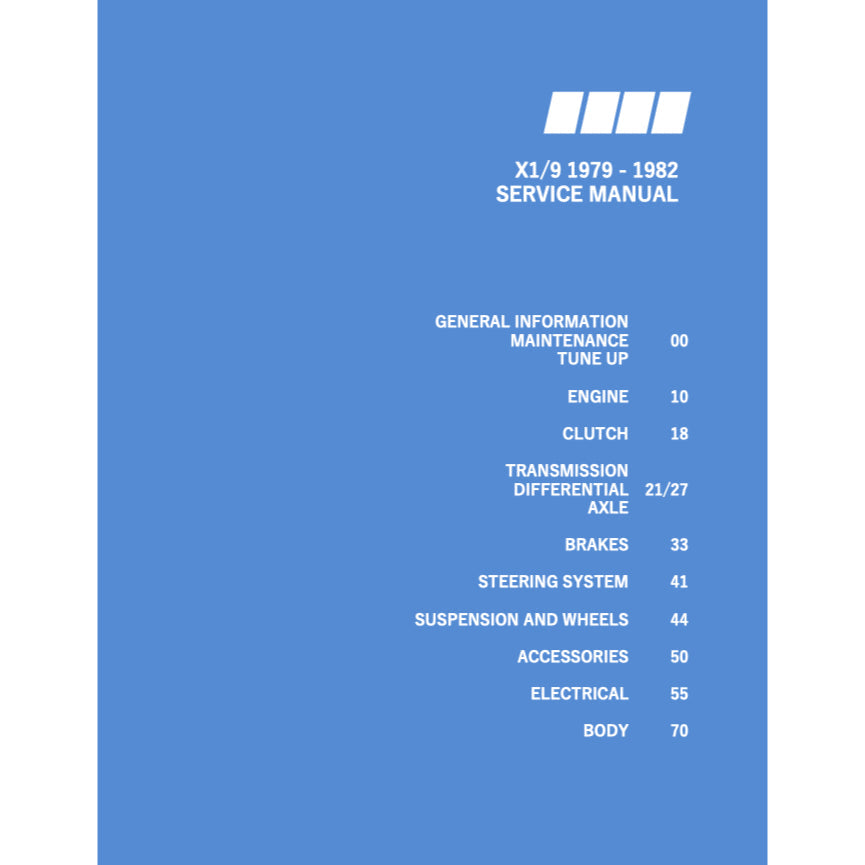 Fiat X-1/9 1974-1989 Full Manual Set – Repair & Maintenance Manual and Spare Parts Catalog - page 4