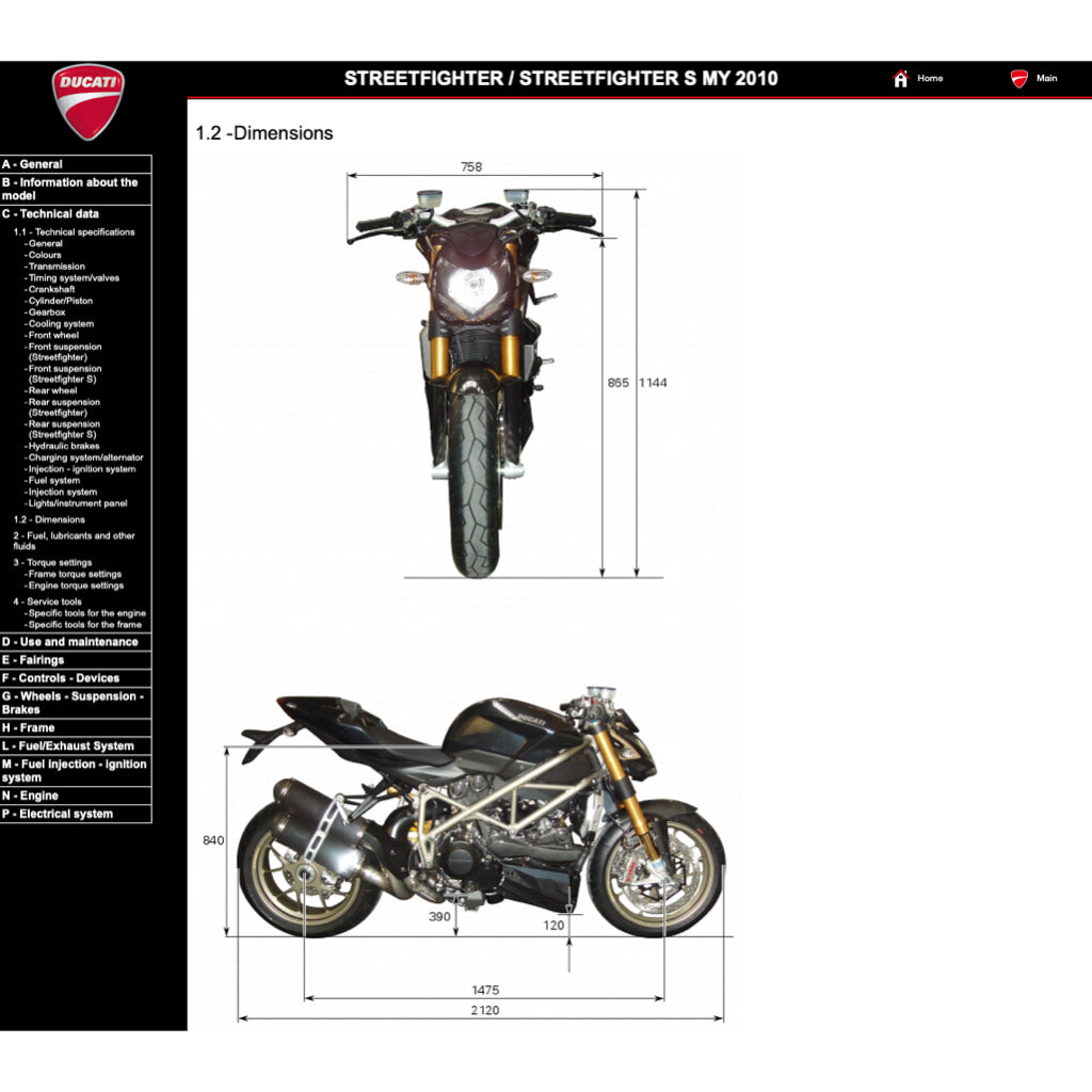 Ducati STREETFIGHTER/S 1098 / 848 2009-2015 Full Manual Set – Repair & Maintenance Manual and Spare Parts Catalog and User Handbook - page 9