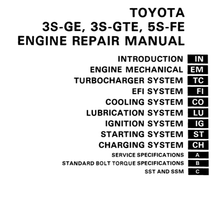Toyota Engine 3S-GE / 3S-GTE/ 5S-FE Service Repair Workshop Manual - page 2