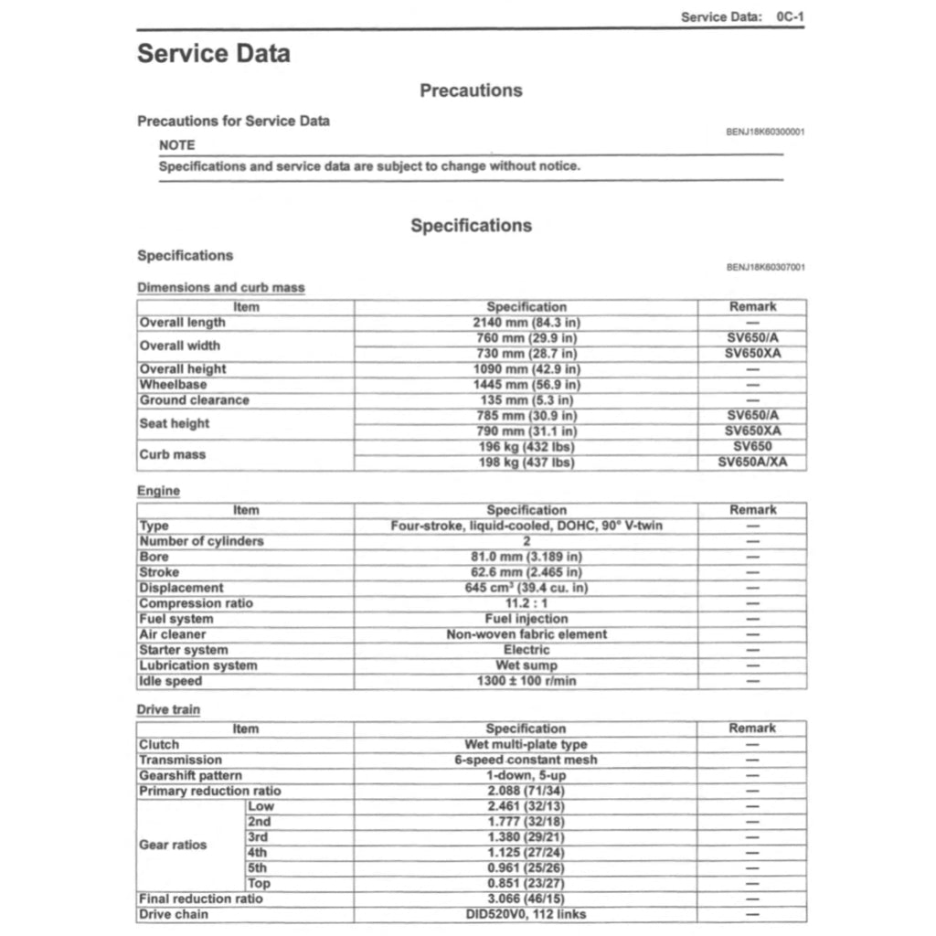 Suzuki SV650 SV650/A/XA "L7-L9" 2017-2023 Full Manual Set – Repair & Maintenance Manual and Spare Parts Catalog and User Handbook - page 4