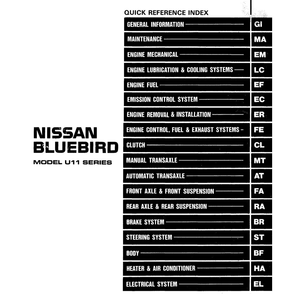 Nissan BLUEBIRD U11 1983-1988 Full Manual Set – Repair & Maintenance Manual - page 2