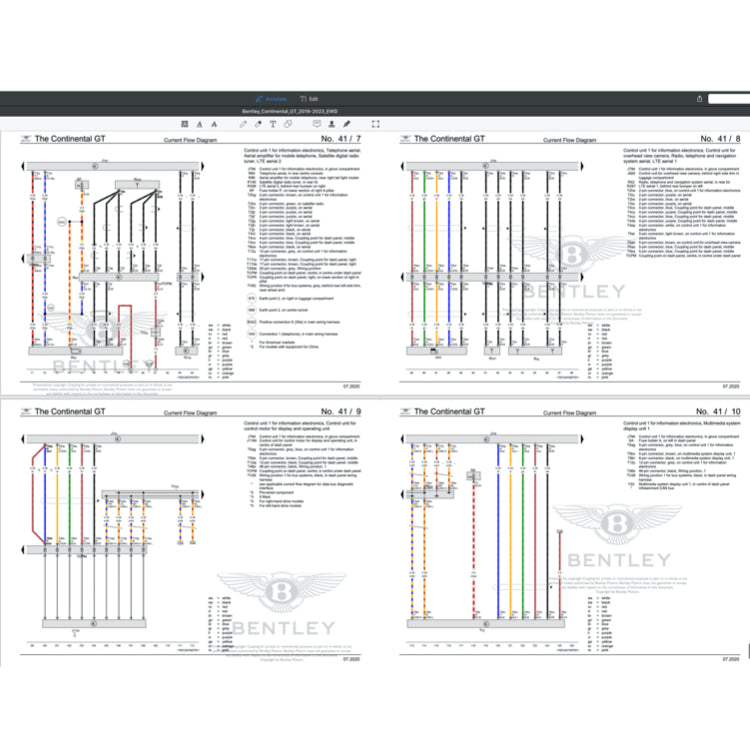 Bentley CONTINENTAL GT V8 / W12 2019-2023 Full Manual Set – Electrical Wiring Diagrams - page 5