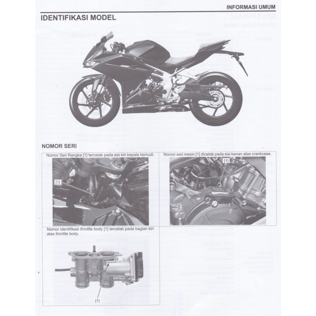 Honda CBR 250RR CBR250RR MC51 2017-2023 Full Manual Set – Repair & Maintenance Manual and Spare Parts Catalog and User Handbook - BAHASA INDONESIA - page 4