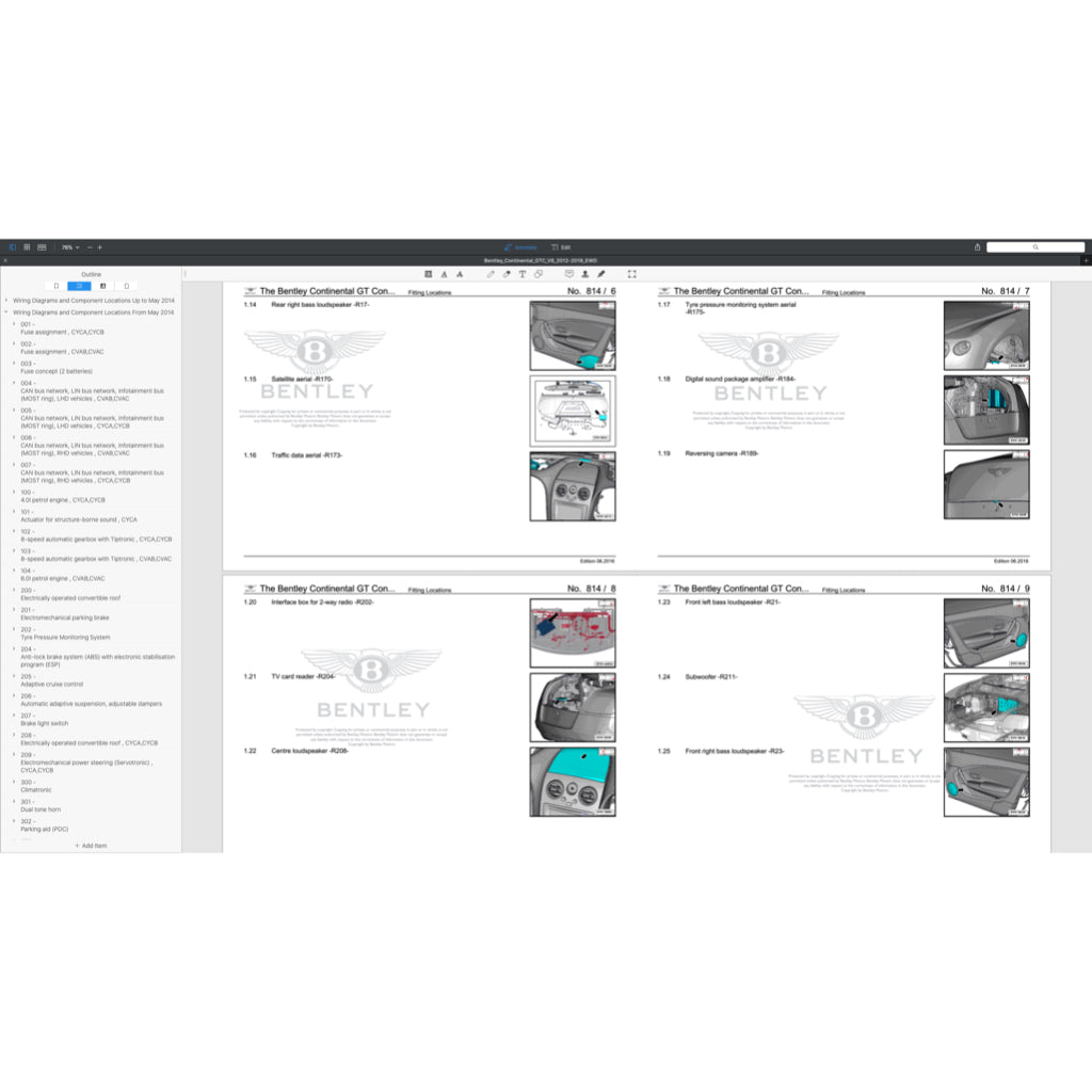 Bentley CONTINENTAL GTC/SPEED W12 2007-2013 Full Manual Set – Electrical Wiring Diagrams - page 8