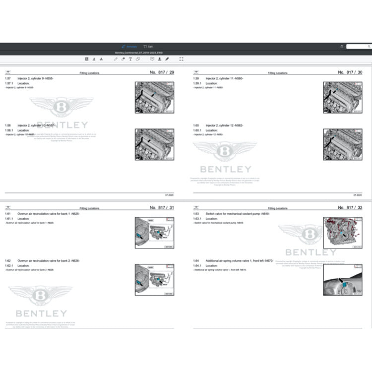Bentley CONTINENTAL GT V8 / W12 2019-2023 Full Manual Set – Electrical Wiring Diagrams - page 7