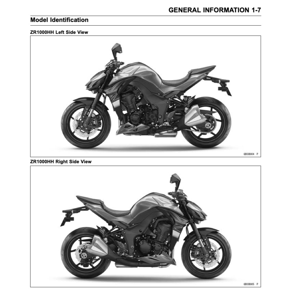 Kawasaki Z1000 2017-2022 Full Manual Set – Repair & Maintenance Manual and Spare Parts Catalog and User Handbook - page 2