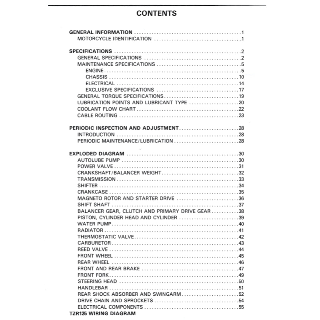Yamaha TZR125 1987-1996 Full Manual Set – Repair & Maintenance Manual and Spare Parts Catalog and User Handbook - page 2