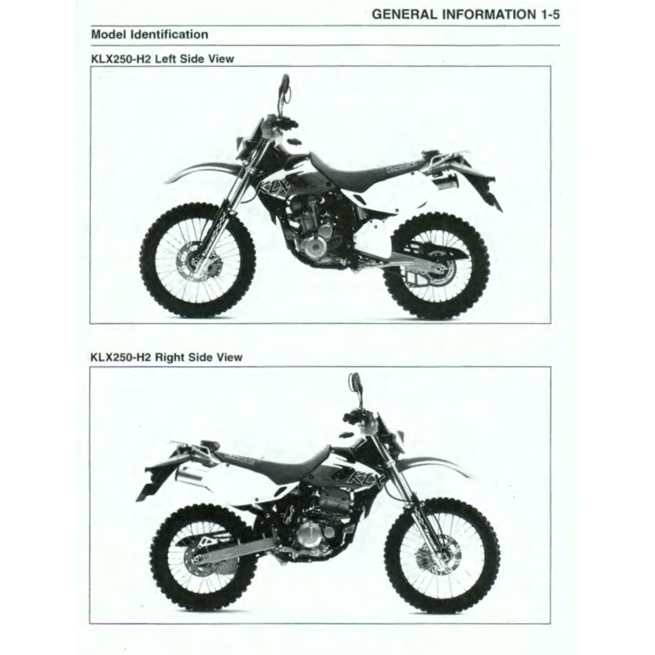 Kawasaki KLX250 KLX 250 1993-2007 Full Manual Set – Repair & Maintenance Manual and Spare Parts Catalog - page 5