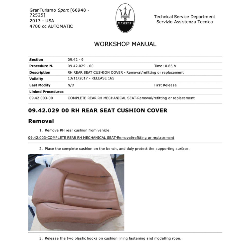 Maserati GRANTURISMO SPORT M145 2007-2019 Full Manual Set – Repair & Maintenance Manual - page 9