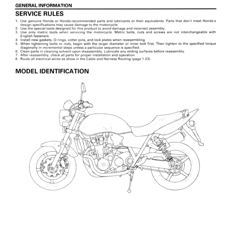 Honda CB1300F SUPER FOUR SC54 2003-2013 Full Manual Set – Repair & Maintenance Manual and Spare Parts Catalog and User Handbook - page 5