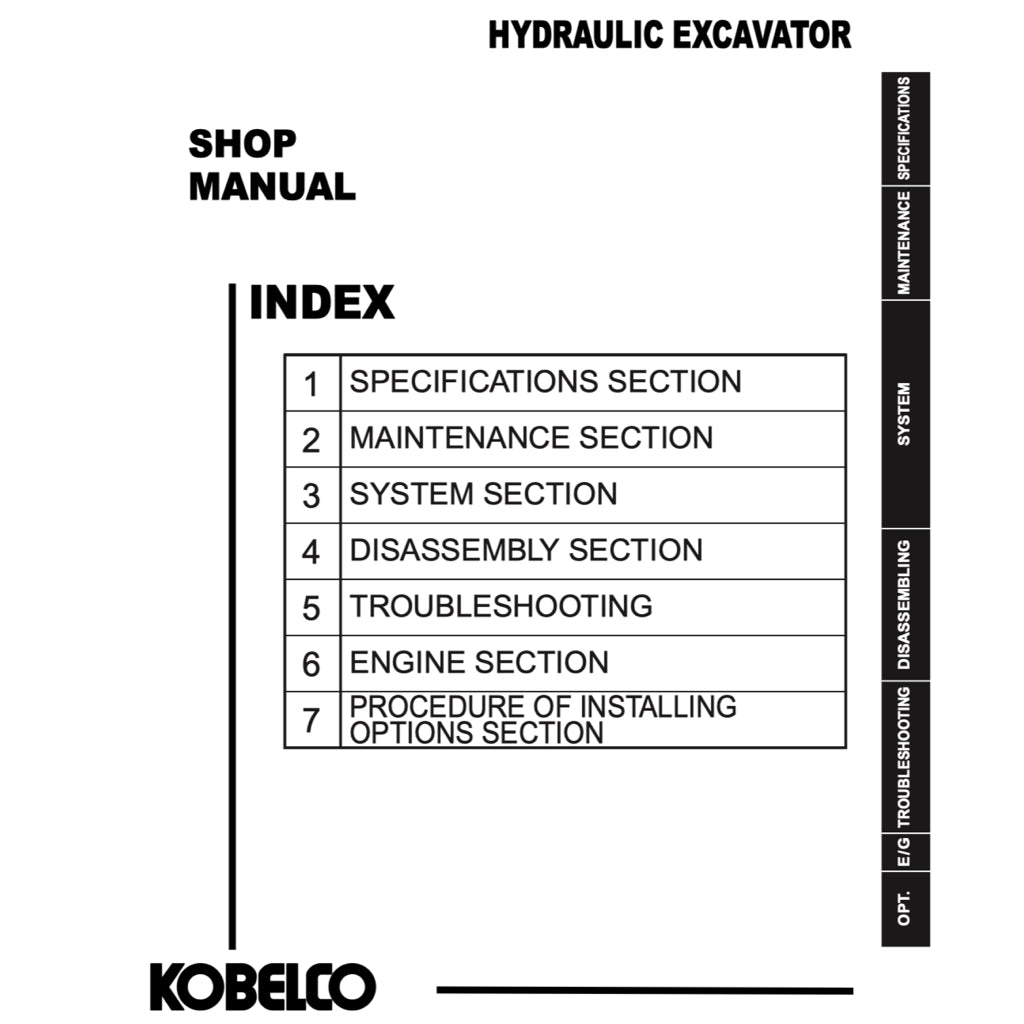 KOBELCO Excavator Workshop Repair Manual - SK75 / SK 125 / SK135 / SK200 / SK210 / SK235 / SK 330 / SK 350 - page 2