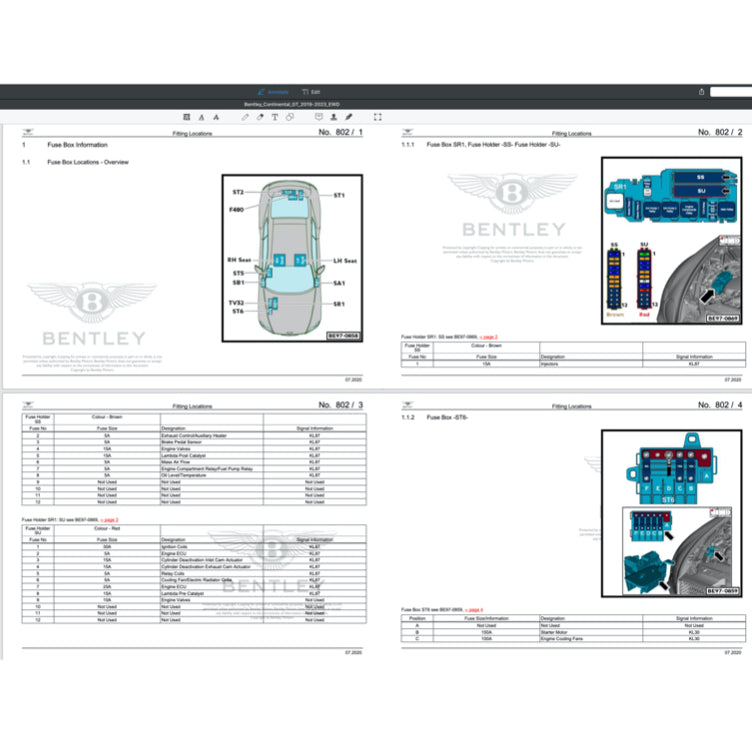 Bentley CONTINENTAL GT V8 / W12 2019-2023 Full Manual Set – Electrical Wiring Diagrams - page 2