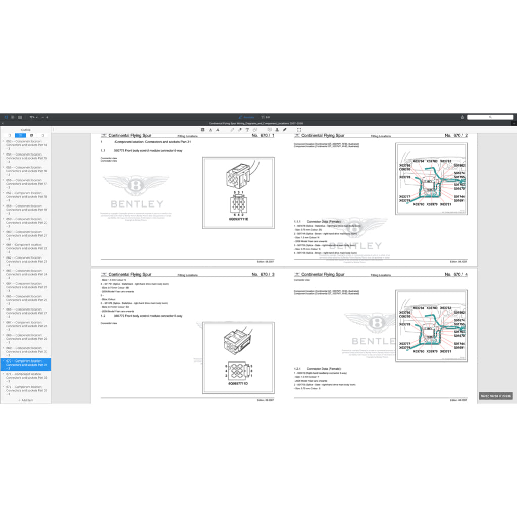 Bentley CONTINENTAL FLYING SPUR W12 2005-2013 Full Manual Set – Electrical Wiring Diagrams - page 5
