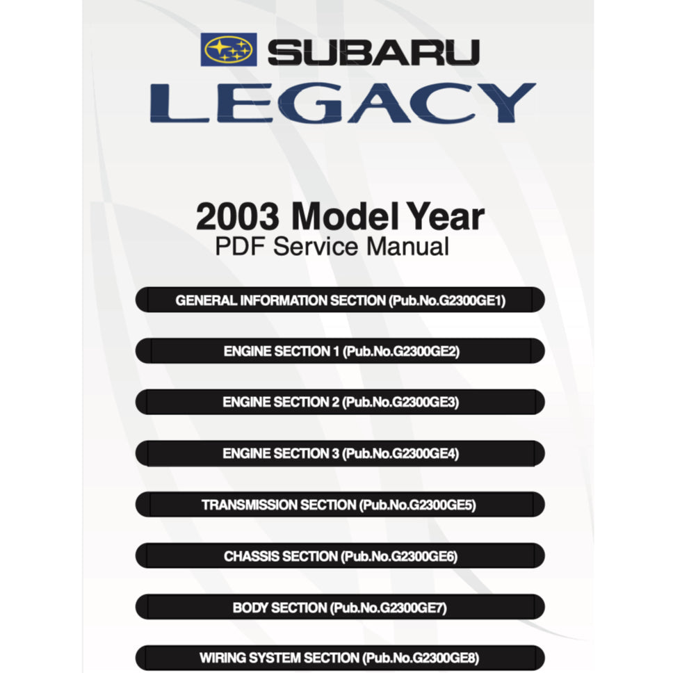 Subaru LEGACY BE/BH 1999-2004 Full Manual Set – Repair & Maintenance Manual - page 2