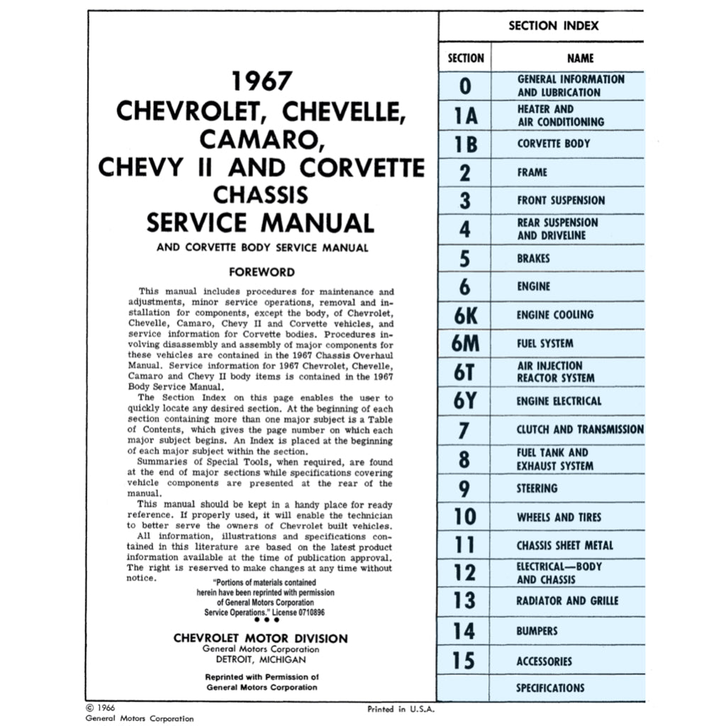 Chevrolet CORVETTE C2 1962-1967 Full Manual Set – Repair & Maintenance Manual - page 9