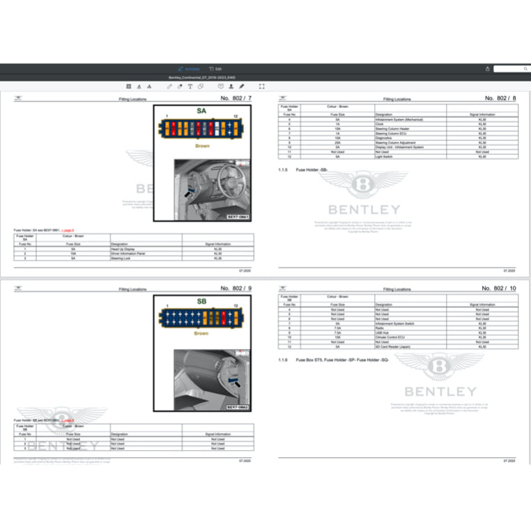 Bentley CONTINENTAL GT V8 / W12 2019-2023 Full Manual Set – Electrical Wiring Diagrams - page 3