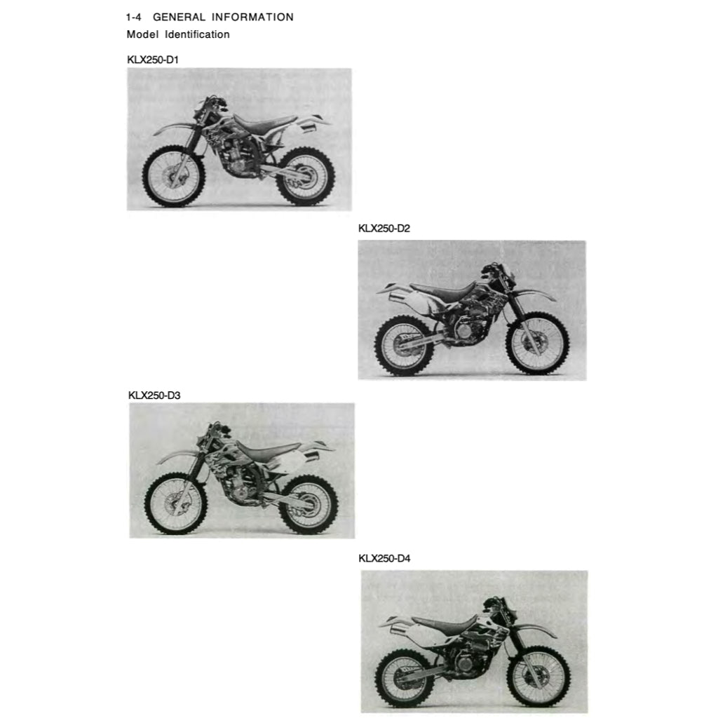 Kawasaki KLX250 KLX 250 1993-2007 Full Manual Set – Repair & Maintenance Manual and Spare Parts Catalog - page 3
