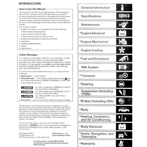 CRZ Honda CR-Z 2011-2016 Full Manual Set – Repair & Maintenance Manual and Wiring Diagram - page 2