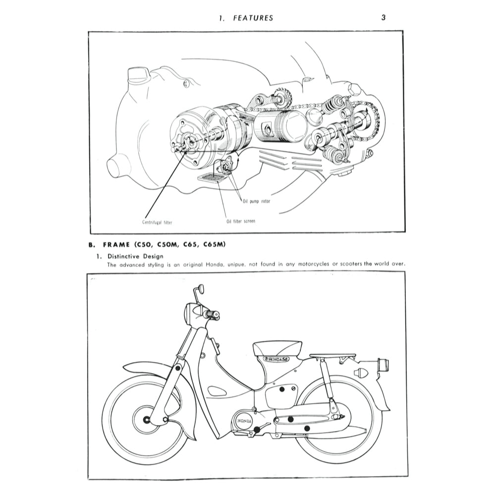 Honda CUB50-65 C50 C65 1966-1980 Full Manual Set – Repair & Maintenance Manual and Spare Parts Catalog and User Handbook - page 3