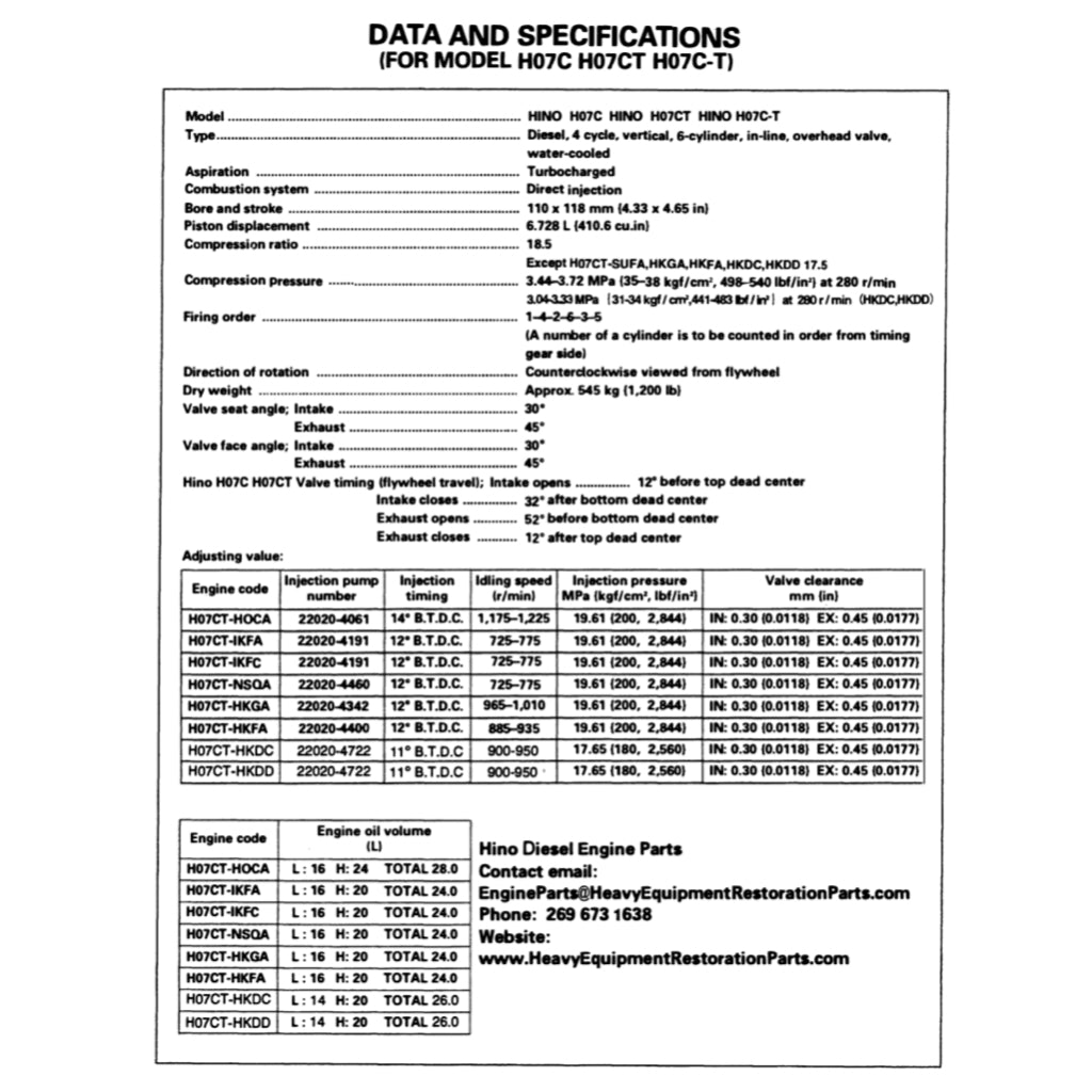 HINO Engine H07C H07C-T H07CT Service Repair Manual - page 2