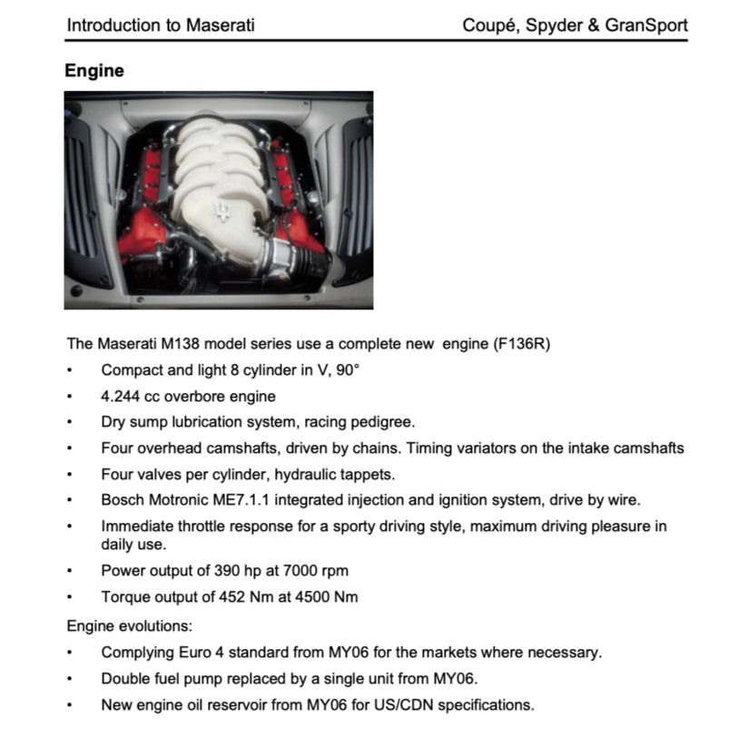 Maserati M138 COUPE 2000-2007 Full Manual Set – Repair & Maintenance Manual - page 3