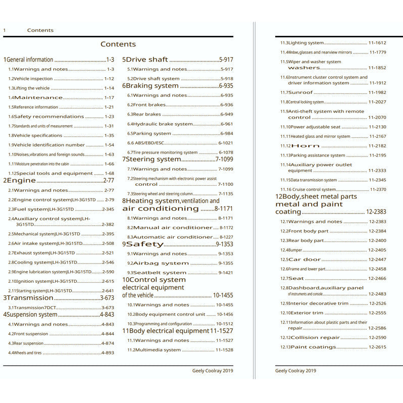 Geely BINYUE / COOLRAY 2018+ Full Manual Set – Repair & Maintenance Manual - page 2