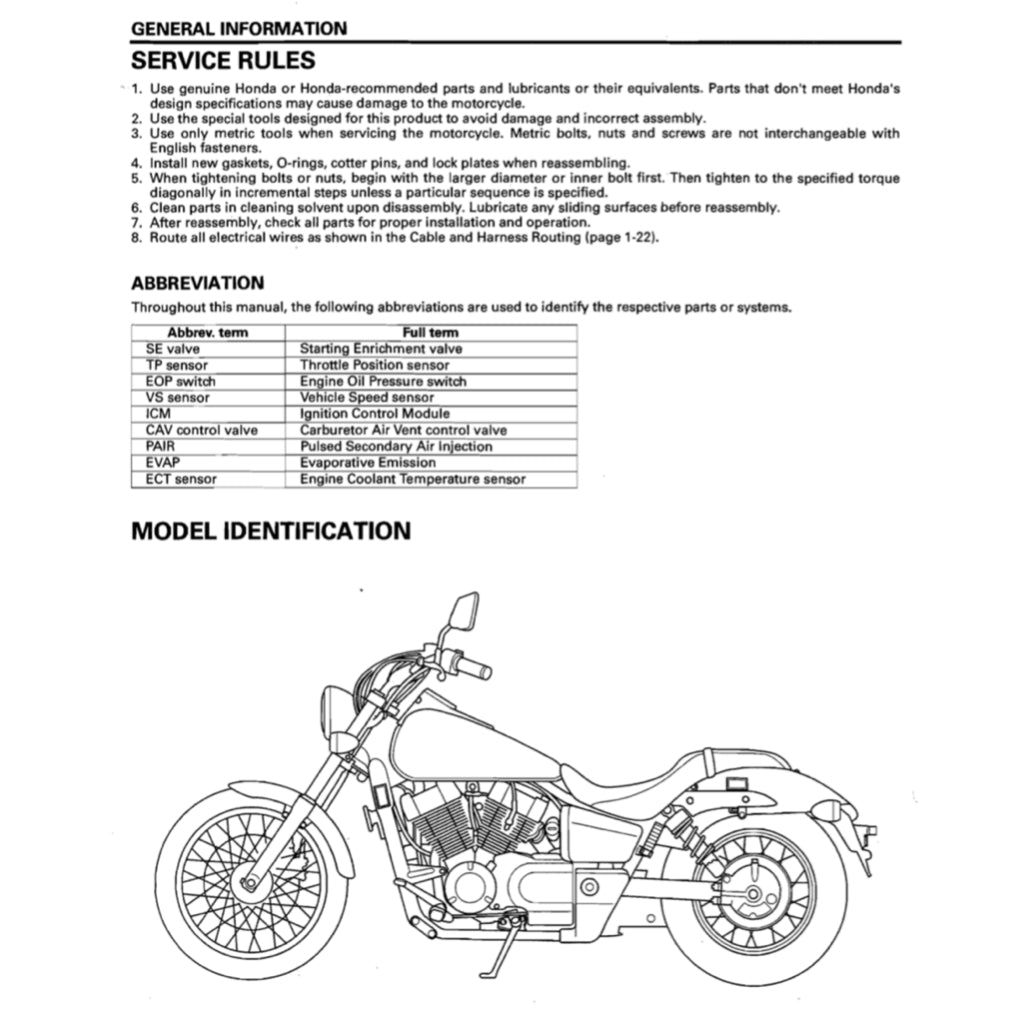 Honda SHADOW VT750C2 / RS 2007-2014 Full Manual Set – Repair & Maintenance Manual and User Handbook - page 3