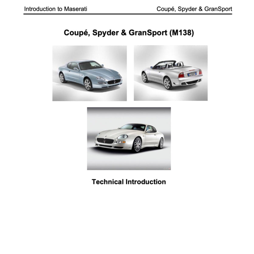 Maserati M138 COUPE 2000-2007 Full Manual Set – Repair & Maintenance Manual - page 2