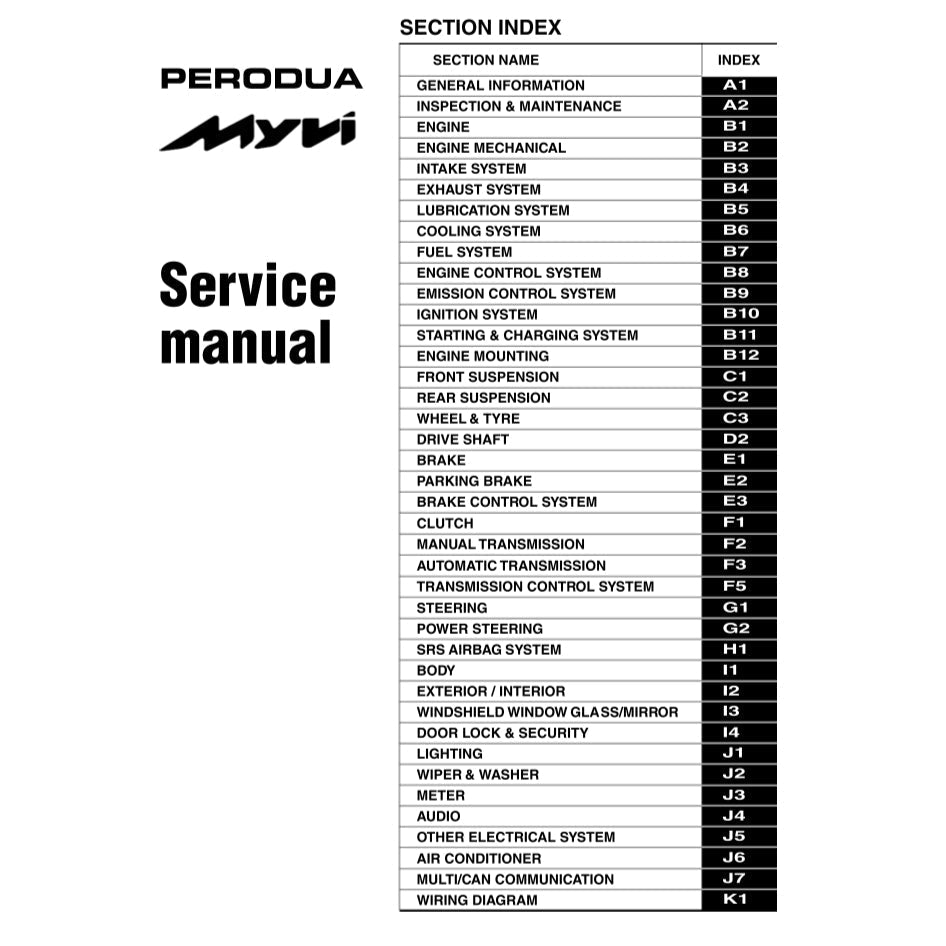 Perodua MYVI LAGI BEST M600 2011-2017 Full Manual Set – Repair & Maintenance Manual - page 2