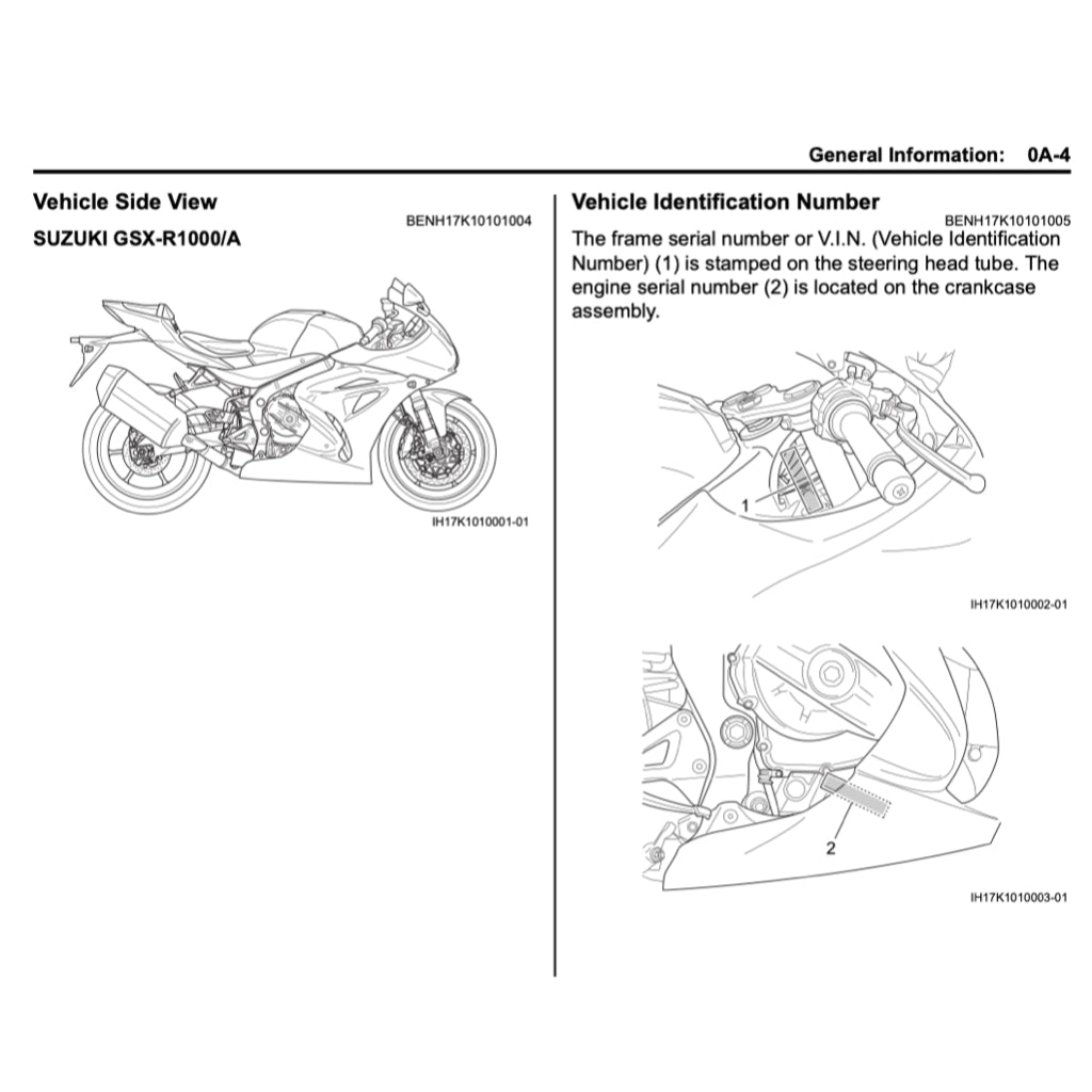 Suzuki GSXR1000 L7 A/R 2017-2022 Full Manual Set – Repair & Maintenance Manual and Spare Parts Catalog and User Handbook - page 4
