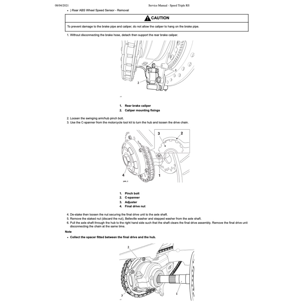 Triumph SPEED TRIPLE 1050 RS 2018-2020 Full Manual Set – Service Manual and User Handbook - page 13
