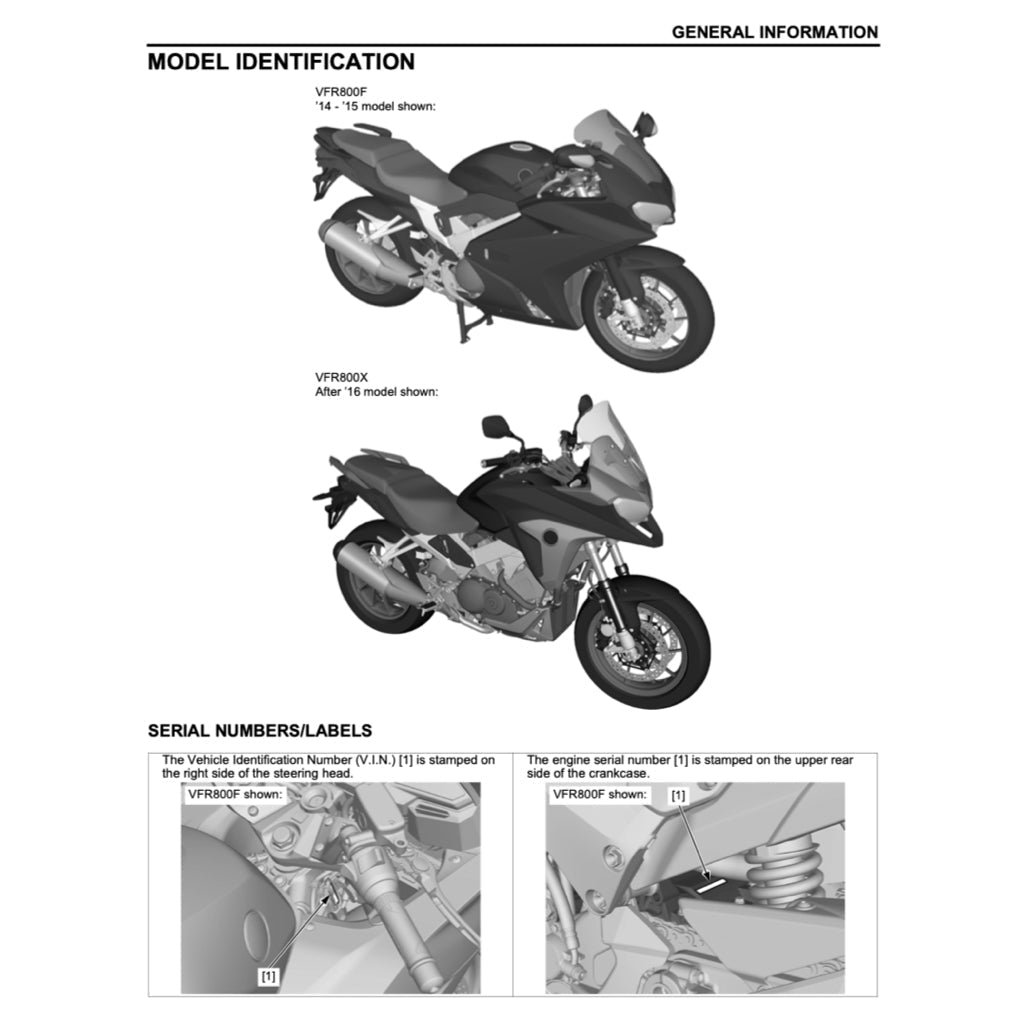 Honda VFR800X CROSSRUNNER 2014+ Full Manual Set – Repair & Maintenance Manual and Spare Parts Catalog - page 3