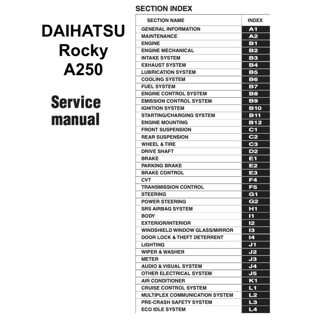 Daihatsu ROCKY A250 2021+ Full Manual Set – Repair & Maintenance Manual - page 2