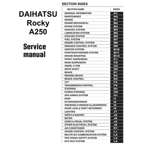 Daihatsu ROCKY A250 2021+ Full Manual Set – Repair & Maintenance Manual - page 2