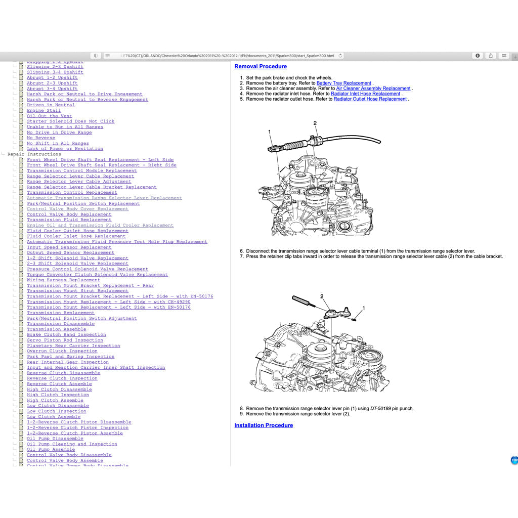 Chevrolet SPARK M300 2009-2014 Full Manual Set – Repair & Maintenance Manual - page 8